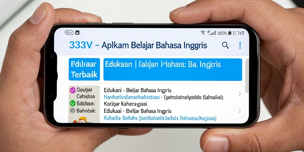 Tampilan utama aplikasi 333V untuk belajar bahasa Inggris.