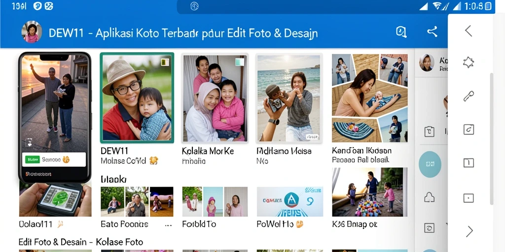 Antarmuka DEWI11 menampilkan berbagai fitur kolase foto yang menarik.