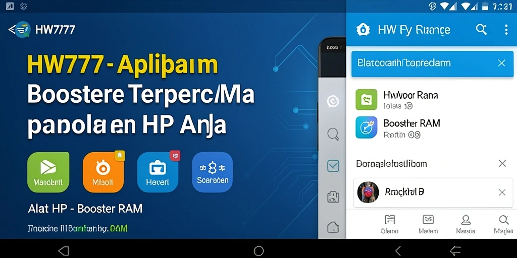 Antarmuka HW777 menampilkan fitur Booster RAM dengan jelas dan menarik.
