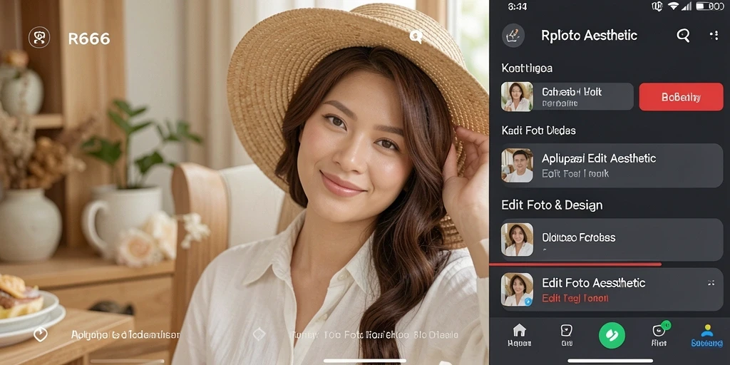 Tampilan antarmuka RR666 yang mudah digunakan untuk editing foto aesthetic.